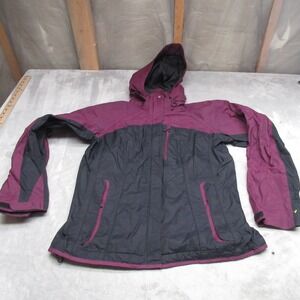 Columbia Jacket Womens Medium Black Full Zip Hooded Light Wind Rain 3in1 Shell